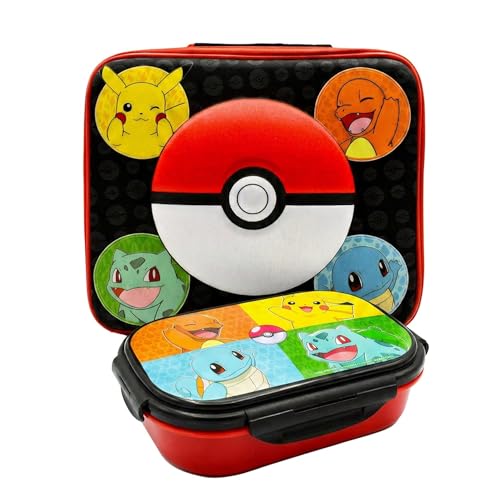 HOX Lunch Set Official Licensed Merchandise Lunch Bag & Snack Box Insulated Kids School Lunch Kit Boys Girls Back to School Supplies (Pokemon 2 piece)