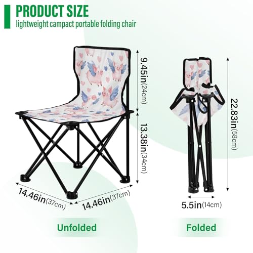 Gredecor Silla de Playa Plegable, Silla Pequeña de Camping, Ligera para Exterior, Rosa con Corazones de Cerdito miniatura 3