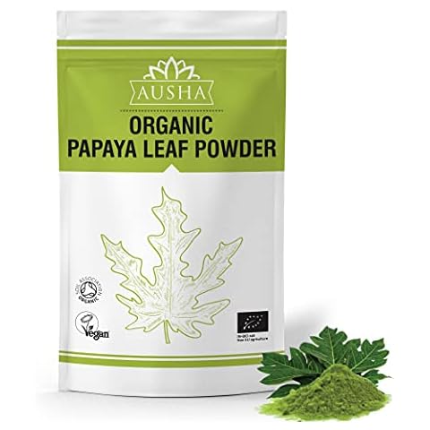 Ausha Organic Papaya Leaf Powder 100gm | Platelet, Digestion, Immunity | Certified by Soil Association Cover