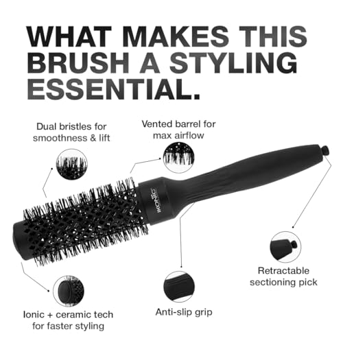 Image of Ikonic Professional Thermal Round Brush with Ionic Technology, Anti Frizz Styling, Straightening, Curling, Volumizing & Waves for Women & Men, Adds Shine, All Hair Types, Salon & Personal Use -TRB 43