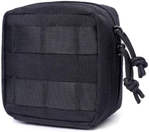 Gexgune Bolsa Molle Equipamiento Diario de Utilidad brújula Cuchillo Linterna Soporte para Tarjetas de administración mapas Accesorios para Exteriores Senderismo Acampada Caza riñonera (Black)