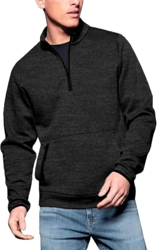 Men's Quarter-Zip Long Sleeve Fleece Sweatshirt with Pockets Mock Neck Comfort Golf Sweatshirts Pullover Sportswear