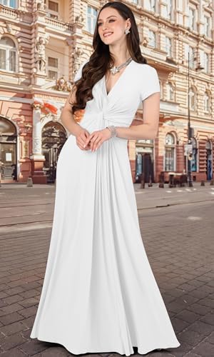 Image of KOH KOH Womens Long Flowy Cap Sleeve Empire Waist Cocktail Maxi Dress Gown