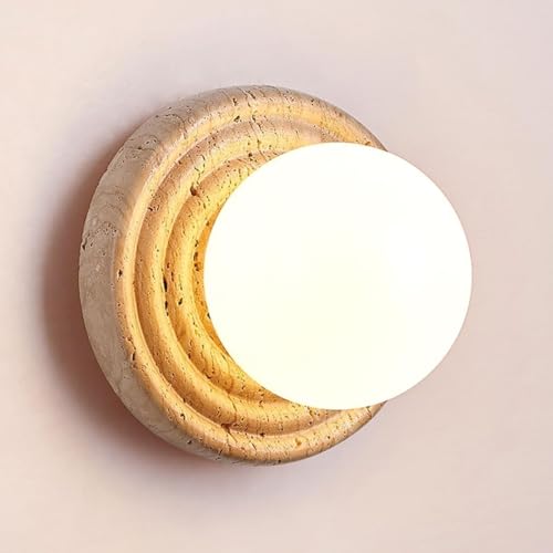 Applique murale japonaise en pierre et verre luminaire G9 rond pour chambre