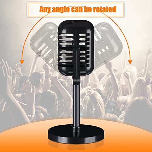 Image of Zubebe 4 Pcs Retro Vintage Microphone Props Halloween Fake Microphone Plastic Pretend Mic for Podcast Event Rock and Roll Hip Hop Music Movie Theater Birthday Jazz Party Decor(Black)