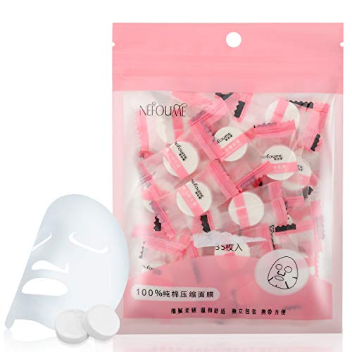 35Pcs Natural DIY Dry Compressed Facial Mask Cotton Face Mask Sheet Grain Skin Care Dry Sheet Mask Paper Beauty DIY Disposable Mask Paper Skin Care Wrapped Masks