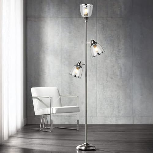 Image of 3-Pack Silver Edge Clear Glass Shades, Bell Shaped Glass Shade Covers Ceiling Fan Lamp Replacements