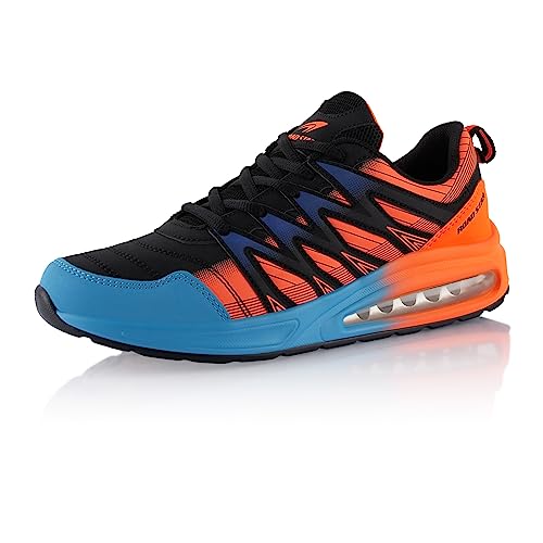 Fusskleidung® Damen Herren Sportschuhe Dämpfung Sneaker leichte Laufschuhe Schwarz Hellblau Orange EU 49 Fusskleidung® Damen Herren Sportschuhe Dämpfung Sneaker leichte Laufschuhe Schwarz Hellblau Orange EU 49