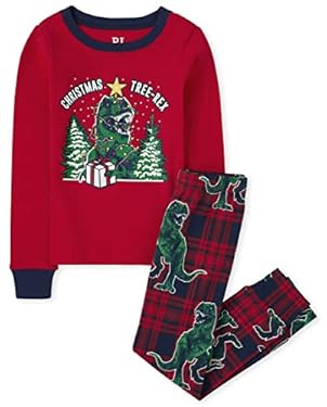 AMAZON - The Children’s Place,Family Matching Christmas Holiday Pajamas Sets, Snug Fit 100% Cotton, Adult, Big Kid, Toddler, Baby,Kids – PJ Set,TREE REX,8