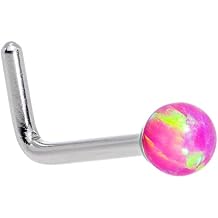 Body Candy Steel 2.5mm Synthetic Opal Ball L-Shape Nose Ring 20 Gauge 1/4"