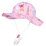 Hifot Bebé Niña Niño Sombrero de Sol Verano Algodón Pescador Gorra de Sol ala Ancha Sombrero Protección Solar UV 50+ UPF with Adjustable Pescador Gorra for Exteriores/Playa