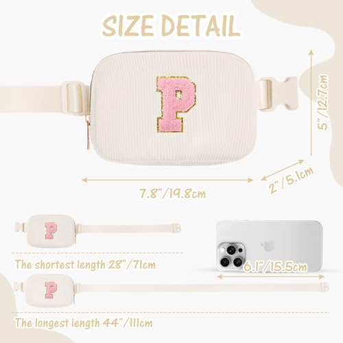 Image of Gitus Gifts for Teen Girls 10-12 12-14 14-16 16-18 Birthday Gifts for Girls Women Sister Teacher Initial Belt Bag Fanny Pack Crossbody Bags for Teen Girl Gifts Trendy Stuff Travel Essentials (Ivory-P)