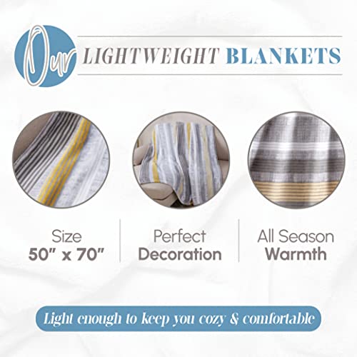 Image of Elegant Comfort Lightweight Printed Throw Blanket- All Season, Ultra Soft, Cozy and Plush- Decorative Throw Blankets, Perfect for Lounging, 50 x 70 inches, Brea Stripe, Throw Blanket