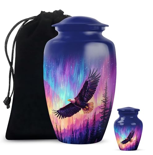 Image of Eagle Urn - Large Cremation Urn for Ashes for Women - Keepsake Urns for Funeral - Decorative Burial Urns - Combo of 10 Inch & 3 Inch