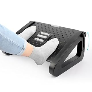 Poggiapiedi per Scrivania Regolabile, MXTIMWAN Poggia Piedi Scrivania, allevia il dolore e fornisce Poggiapiedi Ergonomico in Altezza con Funzione Effetto Massaggiatore per Casa/Ufficio/Viaggi