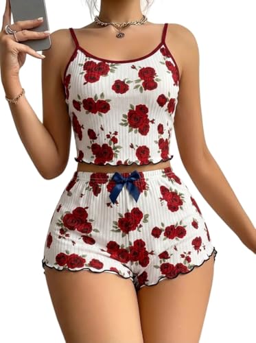 Image of SGC SWEDEN Women's Babydoll Lingerie Set with Boyshorts Panty, Cotton Blend, Multi-Colour, Free Size, 30-36 Inches, Adjustable Straps