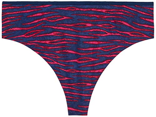 Savage X Fenty Women's Reg High-Waist Microfiber Thong, Millennial Pink Tiger Print, M