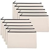 ibasenice 10 Stück Leere Kosmetiktaschen aus Canvas mit Reißverschluss Selbstgemacht Blanko Make Up Tasche für Reisen und Individuelle Gestaltung Beige