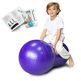 BABYGO® Sensory Exercise Ball | Peanut Ball for Kids | Autism Therapy Calming Development Activities Motor Skills | Exercise Book & Pump Included 45CM,Blue|Orange (Kids Peanut Ball, Purple)