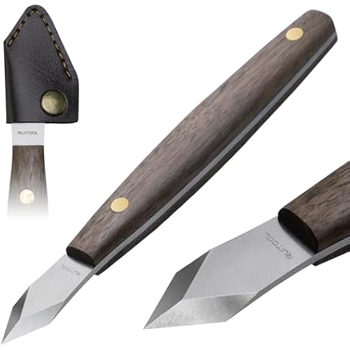 RUITOOL Woodworking Marking Knife, Double-Bevel Blade with Leather Sheath