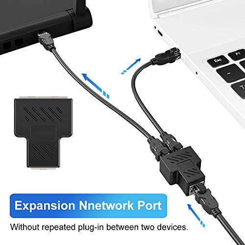 XCOZU Lot de 2 RJ45 Adaptateurs Répartiteurs Ethernet 1 à 2 Prises Double Interface HUB, Réseau Modulaire LAN Connecteur pour Câbles Cat5, Cat5, Cat6, Cat7