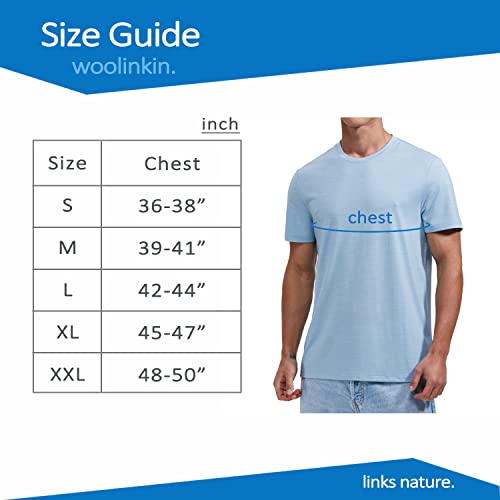 Woolinkin Merino Wool Coolmax Blend T Shirt - Men’s Durable Short Sleeve Wool Base Layer - 150 Lightweight (As1, Alpha, L, Regular, Regular, Arctic) #TOP1