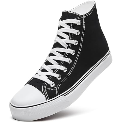 ZGR Men's High Top Canvas Sneakers Lace Up Classic Casual Walking Shoes (Black,US9) Cover