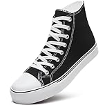ZGR Men's High Top Canvas Trainers, Lace-Up Shoes, Classic Casual Walking Shoes, Black, EU 46
