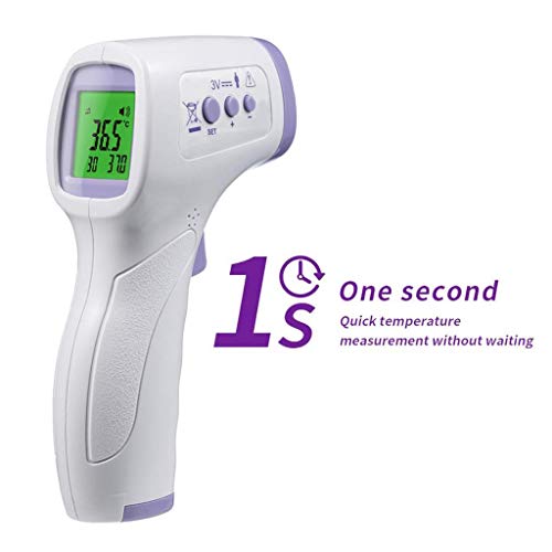 IR Infrared Digital Non-Contact Thermometer Gun with Three Color LCD Screen for Adult and Baby Forehead, Ear and Body Temperature with Fever Alarm and Memory Function