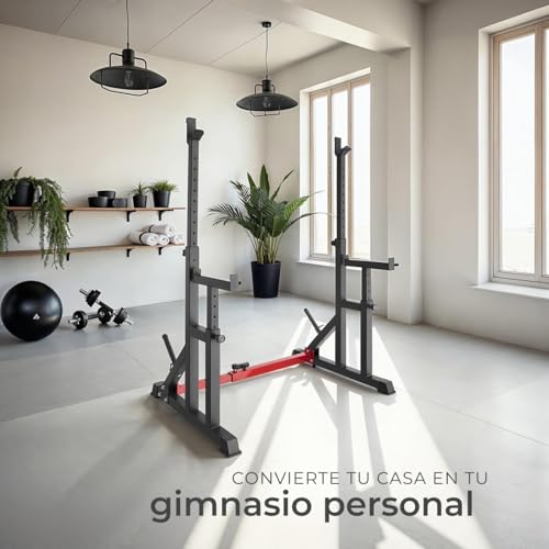Miniatura 7 de Tectake Estante Para Sentadillas Multifuncional Con Estructura Robusta, Ideal Para Entrenar En Casa Con Pesas Y Mancuernas 5 Kilos Y Barra, Para Montar Tu Gimnasio En Casa - 75 X 86 X 106,5 Cm