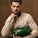 Time Resistance Leather Toiletry Bag - Italian Cosmetic Case Dopp Kit (Green)