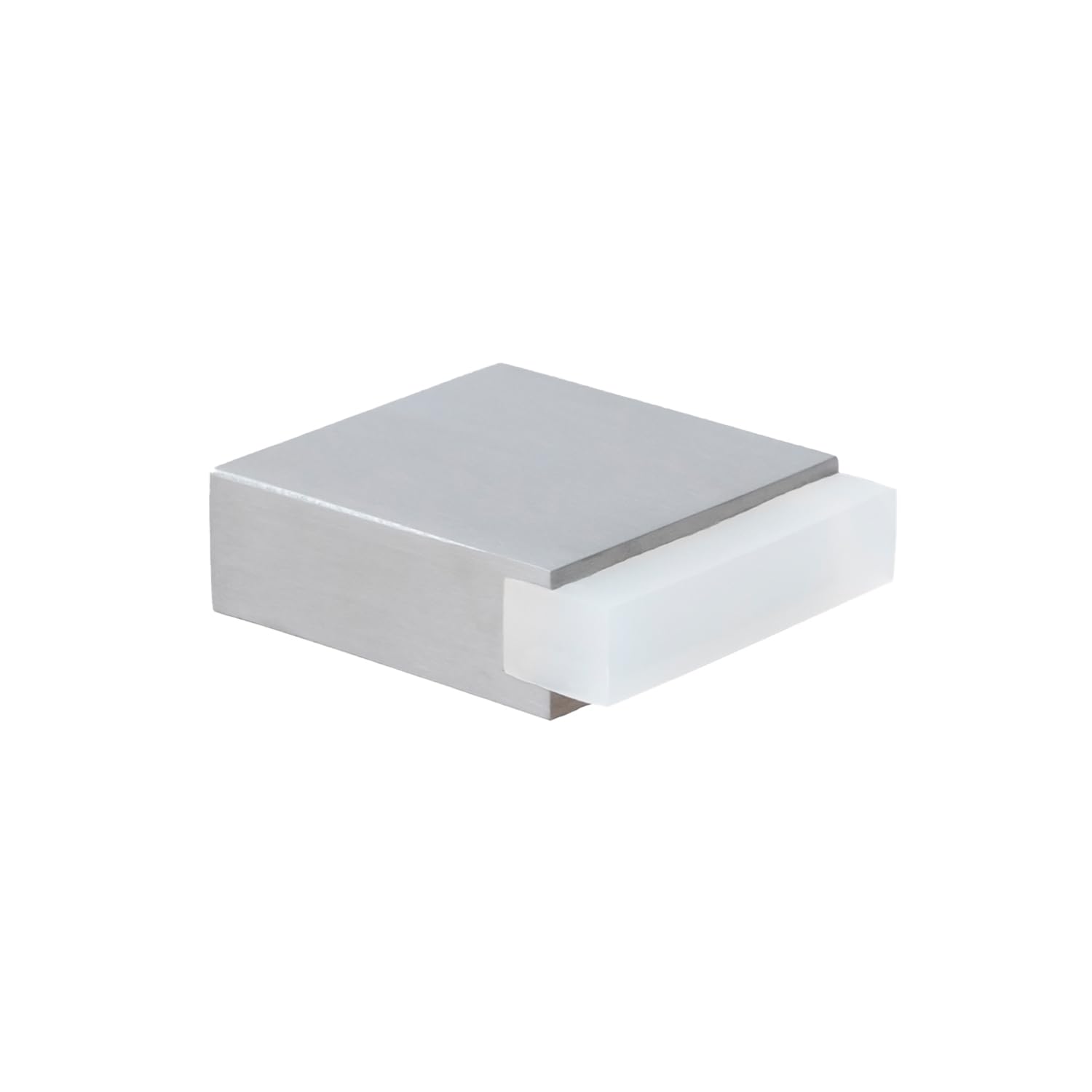 EVI Herrajes, Square Door Stop, Adhesive, Stainless Steel, White Rubber, Ref. I-197/35x14, I-197/35X14-B