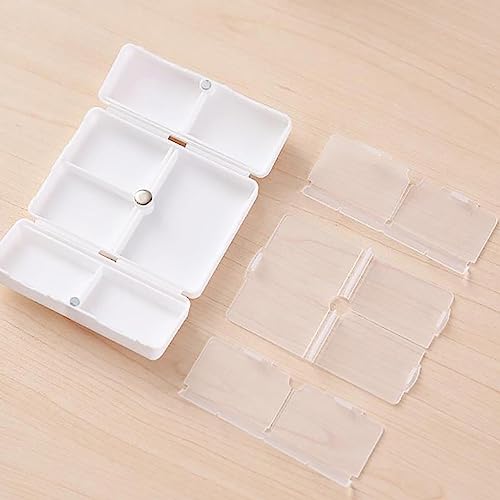 Image of House of Quirk Pill Organizer, 7 Compartments Portable Pill Case Travel Pill Organizer,Folding Design Pill Box for Purse Pocket to Hold Vitamins,Cod Liver Oil,Supplements and Medication (White)