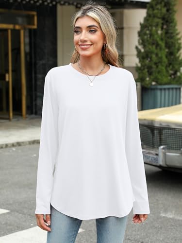Elesomo Womens Shirts Casual Fall Crew Neck Long Sleeve Tunic Tops Tees - Image 4