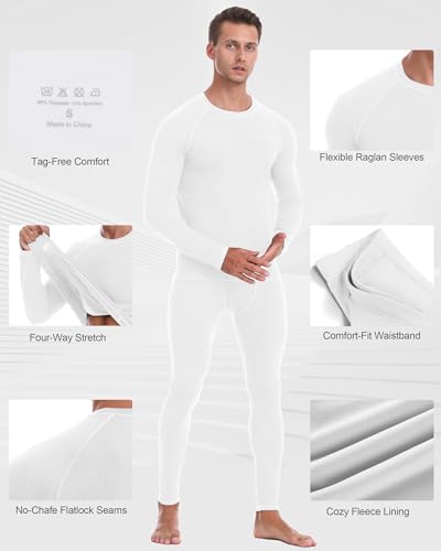 Mens Thermal Underwear Set - Fleece Lined Long Johns Thermals Top and Bottom Base Layer for Cold Weather Winter Ski4