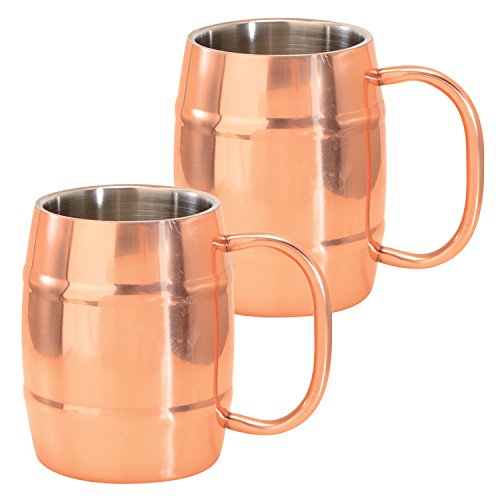 Sherpani Double Walled Copper Plated Moscow Mule Mug, 14 oz (Set of 2)