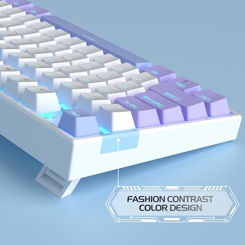 Image of MageGee 75% Mechanical Gaming Keyboard, Red Switch, LED Blue Backlit, 87 Keys Compact TKL Wired Computer Keyboard for Windows Laptop PC Gamer - White /Purple