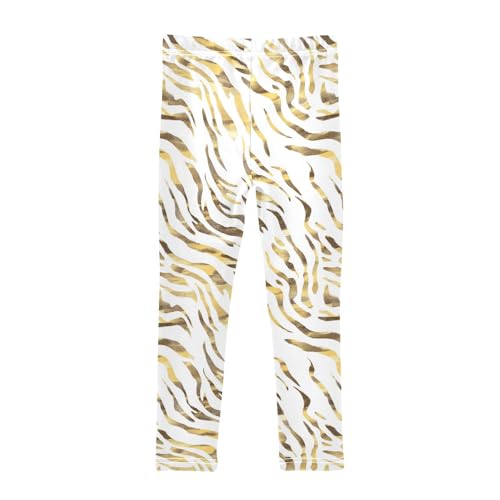 Zebra Skin Print Gold Stripes Girls Casual Leggings for Kids Printed Long Pant Bottoms Stretch and Soft2