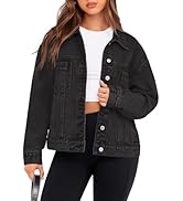 Glamaker Womens Oversized Jean Jacket Casual Long Sleeve Button Down Denim Jacket Fall Coat