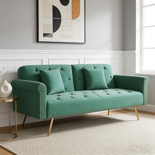 ODOLAR Stylish Velvet Sofa 70" Sofa Sleeper Convertible with Matching