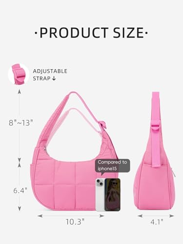 Image of WESTBRONCO Small Puffer Crescent Shoulder Bag for Women, Nylon Quilted Shoulder Purses, Puffy Handbags with Adjustable Strap