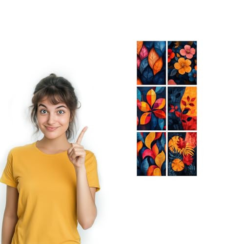 Image of SiddArtify Botanical Wall Art Prints Set - Abstract Floral Poster Decor for Living Room Bedroom Office - Set of 2-4x6 Inch - Board (Pack of 6) - Sticker (Pack of 6)