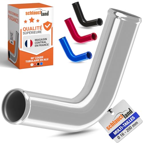 90° Degré TUBE COUDE ALUMINIUM EXT-Ø 54mm argent TUYAU coloré polie | SÉLECTION COULEURS & TAILLES | Alu Conduite Durite Universel Eaux Air Liquide Turbo...