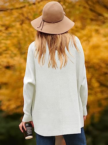 Image of ANRABESS Womens Turtleneck Long Sleeve Sweater High Low Hem Casual Winter Pullover Knit Tops A87bai-XS Cream White