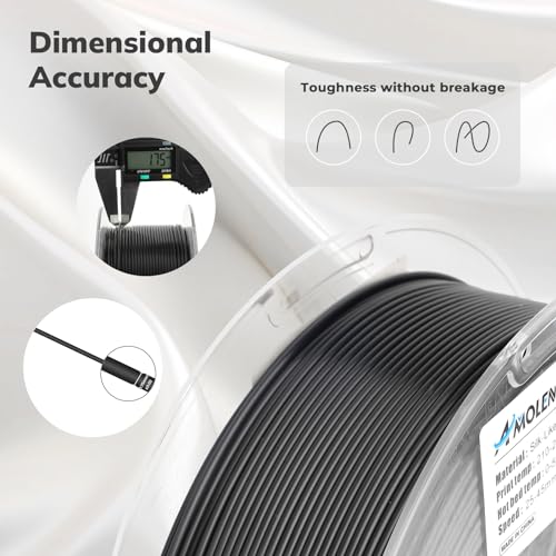 Image of AMOLEN Silk PLA 3D Printer Filament, Shiny Silk Black PLA Filament 1.75mm, 3D Printing PLA Filament for Most 3D Printer, 1kg Spool(2.2lbs)