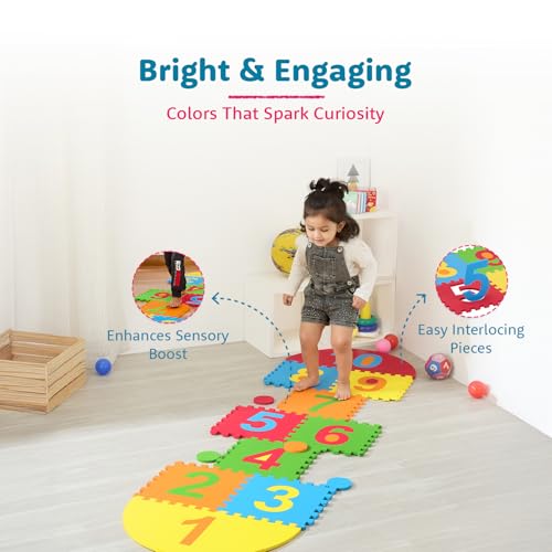Image of Amazon Brand - Supples Kids Hopscotch Game Playmat | BIS Certified | Safe & Soft Non-Toxic EVA Foam Baby Playmat | Multicolor