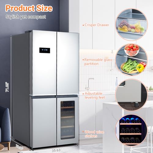 KOKEBREN 21 Cu.Ft 3-in-1 French Door Refrigerator