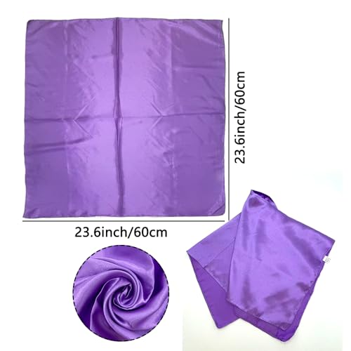 2 Packs Satin Neck Scarf 23.6 Inch Solid Square Neck Scarves Handkerchief for Women Halloween 80s Party Accessory2
