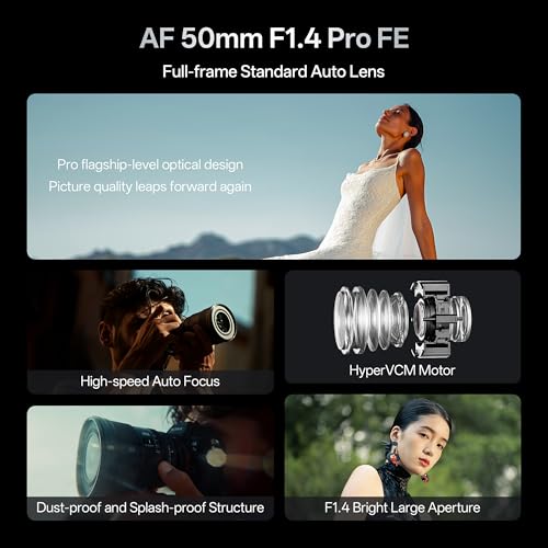Image of VILTROX AF 50mm F1.4 Pro FE Lens for Sony E Mount, 50mm f /1.4 Auto Focus Portrait Prime Full Frame Lens with HyperVCM Motor Compatible with Sony Camera a7IV a7RV a9II a7CII ZVE1 A1 a6700 a6400