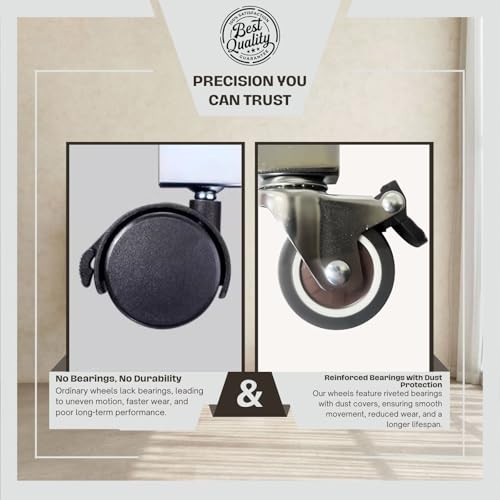 Image of 4-Pack Heavy-Duty Wheels Compatible with Stokke Tripp Trapp High Chair - 2-Inch Silent Casters with Chrome-Plated Steel Brackets, 360 Rotation, No-Scratch Design, Supports 176 lbs (1 STE)
